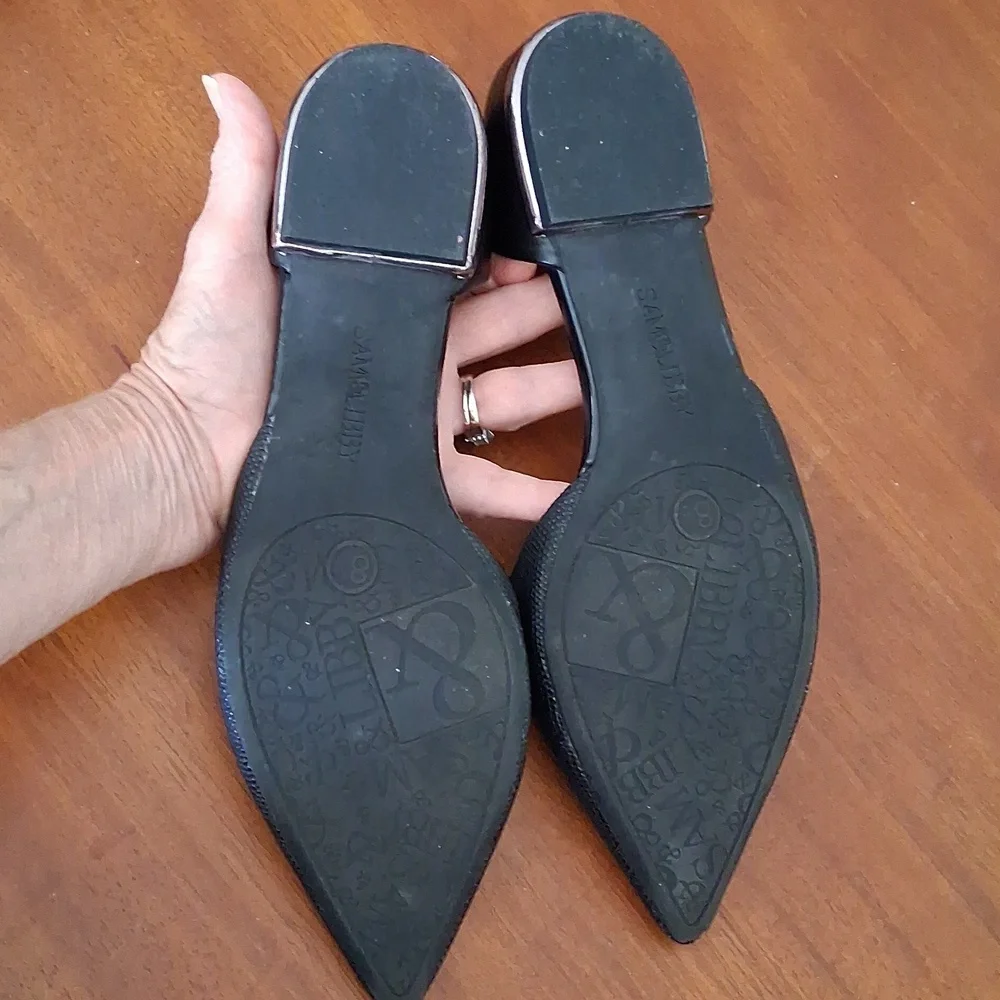 Sam & Libby Black Pointed Toe D'orsay Flats Vegan Sz 8.5M - Picture 7 of 7